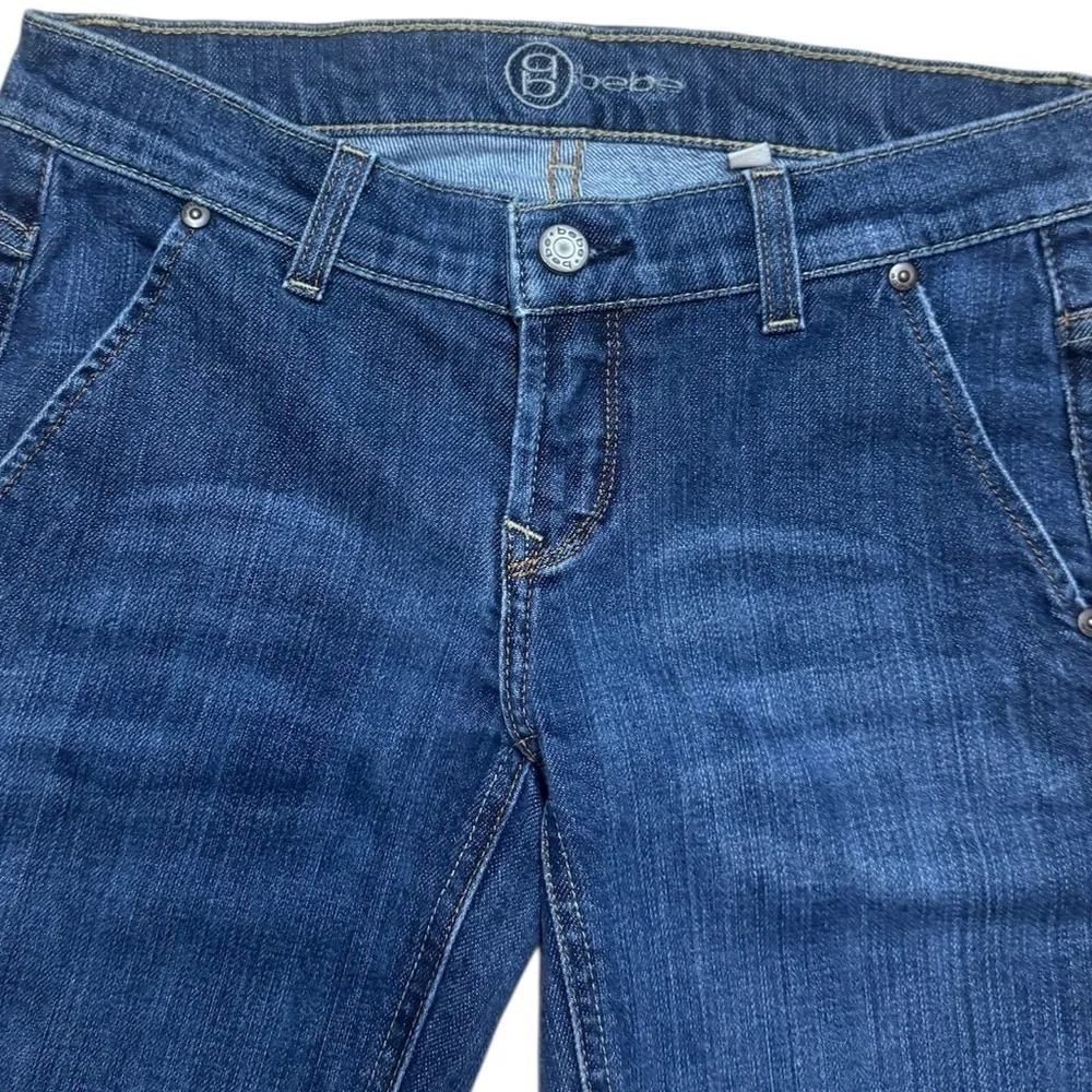 Bebe y2K Denim Bermuda Shorts Size 26 Decorative Buttons Sailor Pant Vintage